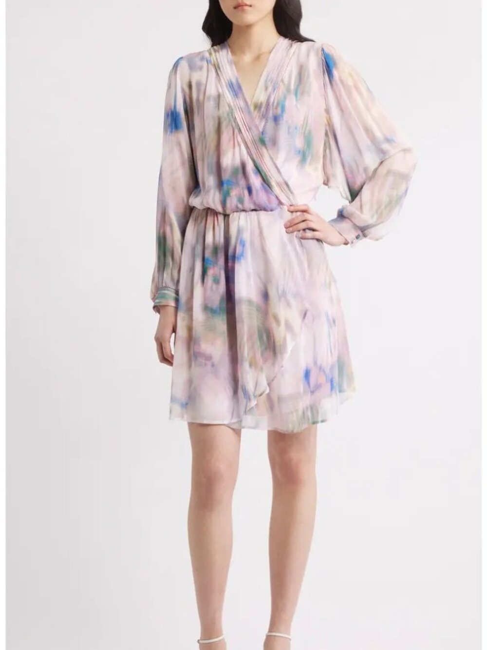 Hugo Boss Print Long Sleeve Faux Wrap Dress sz 8